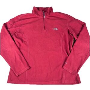The North Face Pullover Women's XL Red TKA 100 Fleece 1/4 Zip Outdoor Hiking